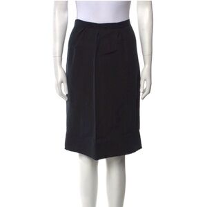 Lanvin Silk Knee-Length Skirt Blue Black FR36 Small